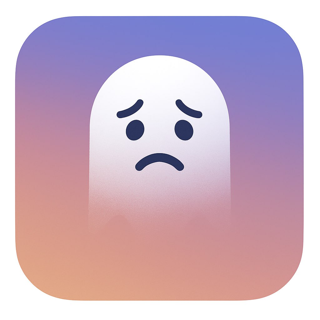 sad ghost app icon fading away